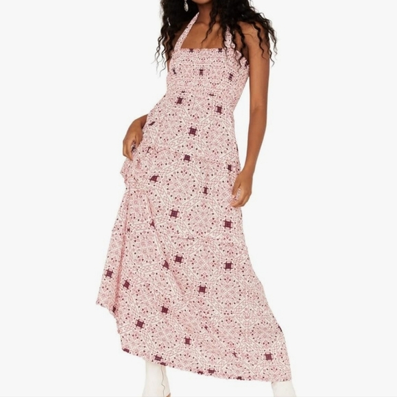 Ariat Dresses & Skirts - Ariat Memphis Western Halter Smocked Patterned Women's Maxi Dress Women's Size M